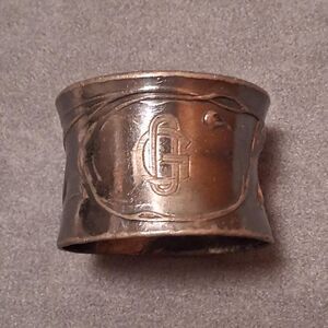 Art Nouveau Napkin Ring Raised Flowers Silverplate
